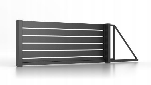 Brama przesuwna wjazdowa aluminiowa samonośna kolekcja linea 300 x 150 cm