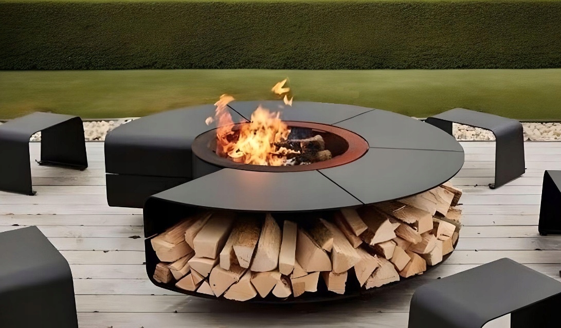 Palenisko ogrodowe stalowe 150 cm z rusztem I Grill I Nowoczesny design